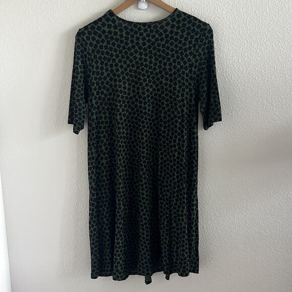 Ava Sky Fighting Eel Green Black Geometric Stretch Dress Medium - Picture 2 of 9
